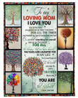 Tree To My Loving Mom You Are The World Fleece Blanket