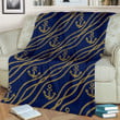 Nautical Anchor Rope Pattern Dark Blue Fleece Blanket