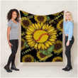 Custom Softball Sunflower Fleece Blanket