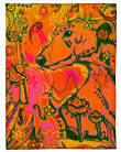 Greyhound Hippie Orange Background Giving Dog Lovers Fleece Blanket Fleece Blanket