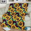 Sunflower Pattern Print Design Zig Zag Fleece Blanket