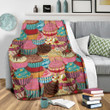 Delicious Colorful Cupcake Pattern Printed Fleece Blanket