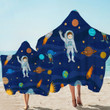 Space Travel With Little Boy Astronaut Printed Hooded Towel