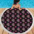 Day Of The Dead Makeup Girl Printed Round Beach Towel