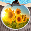 Sunflower Summer Printed Round Beach Towel