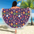 Flower Power Peace Design Print Round Beach Towel