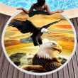 Sea Eagles Flying Printed Round Beach Towel