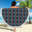 Mermaid Girl Themed Design Print Round Beach Towel