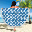 Hibiscus Blue Flower Hawaiian Print Round Beach Towel