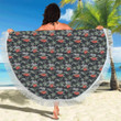 Aloha Palm Tree Design Themed Print Round Beach Towel