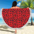 Leopard Red Skin Printed Round Beach Towel