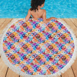 Peace Sign Patchwork Design Printed Round Beach Towel