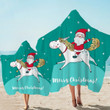 Funny Santa Riding Unicorn Printed Hooded Towel