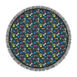 Colorful Bone And Pawprints All Over Printed Round Beach Towel