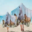3d Horses Running Printed Hooded Towel