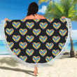 Autism-Awareness Heart Design All Over Printed Round Beach Towel