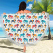 Elephant Colorful Printed Pattern Round Beach Towel