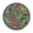 Psychedelic Trippy Flower Pattern Printed Round Beach Towel