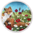 Fox In Flowers Printed Round Beach Towel