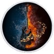 Contrast Black Ice And Flame Rock Guitar Printed Round Beach Towel