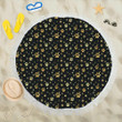 Dog Paw Gold Print Pattern Round Beach Towel