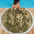Camo Realistic Tree Texture Print Round Beach Towel