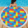 Autism-Awareness Design Themed Print Round Beach Towel