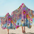 Colorful Floral Mandala Pattern Printed Hooded Towel