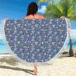 Hawaiian Flower Blue Pattern Printed Round Beach Towel