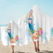 Beautiful Mermaid White Background Printed Hooded Towel