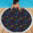 Chakra Colorful Print Pattern Round Beach Towel