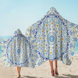 Complex Tiles Design Blue Printed Hooded Towel