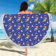 Fairy With Moon Print Pattern Round Beach Towel