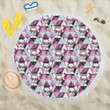 Chihuahua Cute Triangle Pattern Round Beach Towel