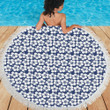 Hibiscus Blue Hawaiian Flower Pattern Printed Round Beach Towel