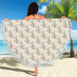 Mermaid Girl With Fish Design Printed Round Beach Towel
