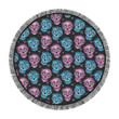 Day Of The Dead Skull Print Pattern Round Beach Towel