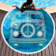 The Cool Bus Peace Sign Printed Round Beach Towel