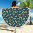 Butterfly Hand Draw Pattern Printed Round Beach Towel