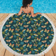 Butterfly Hand Draw Pattern Printed Round Beach Towel