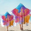 Blue And Red Phoenix's Rebirth Printed Hooded Towel