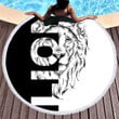 Lion Head Black And White Printed Round Beach Towel