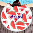 Delicious Watermelon Custom Name Printed Round Beach Towel