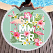 Summer Famingo Collage Printed Round Beach Towel