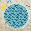 Whale Polka Dot Design Themed Print Round Beach Towel