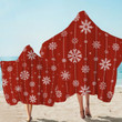 Red Christmas Themed Snowflake Printed Hooded Towel