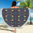 Yin Yang Neon Color Design Printed Round Beach Towel