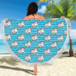 Cartoon Cow Cute Blue Printed Pattern Round Beach Towel