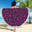 Giraffe Pink Background Texture Print Round Beach Towel