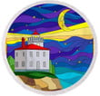 Lighthouse In The Night Cartoon Art Printed Round Beach Towel